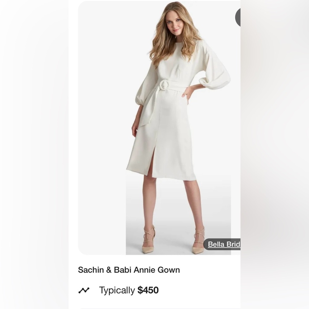 Sachin + Babi Cream Dress with Tie Front and Slit
